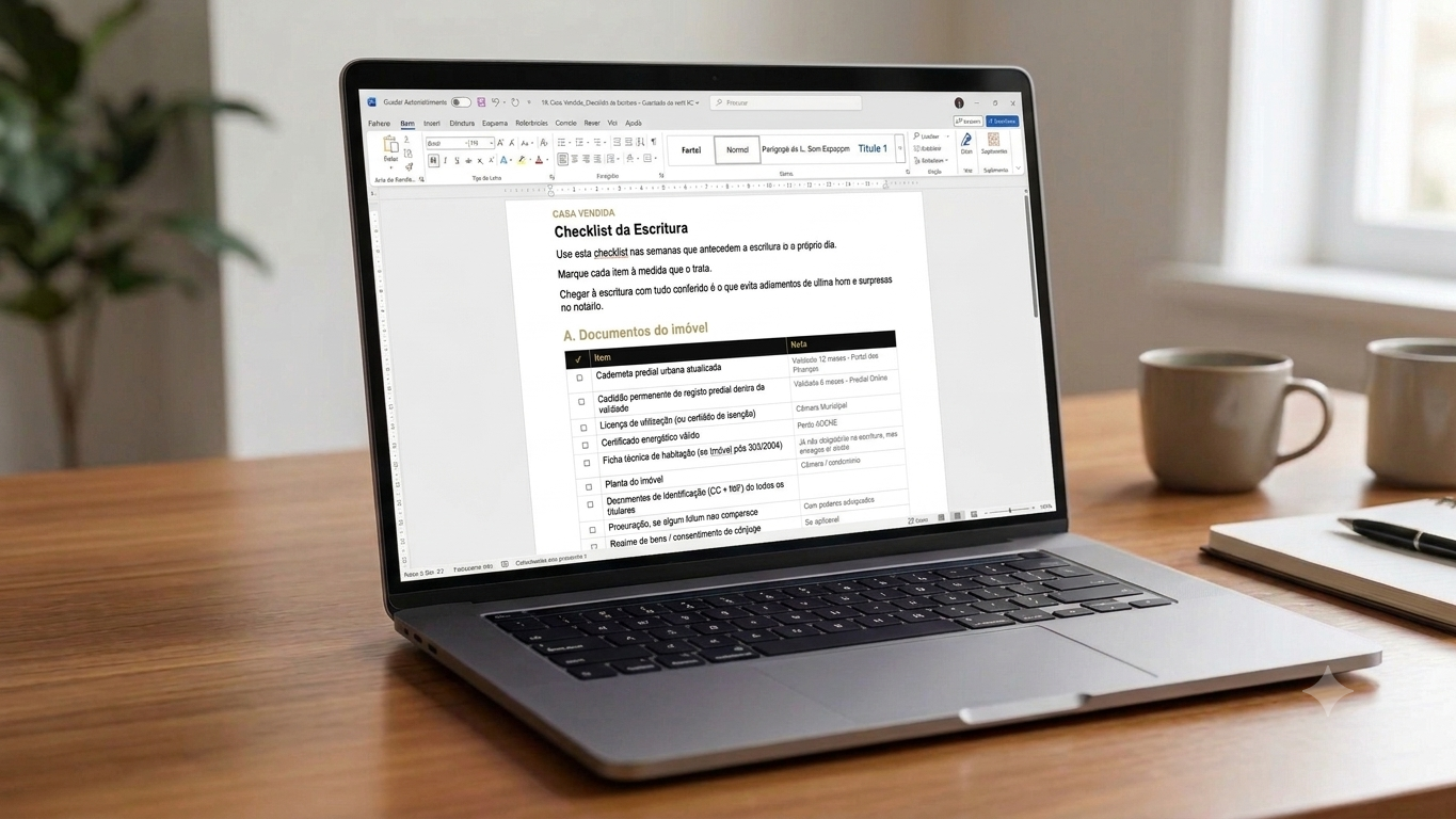Checklist da escritura — Módulo 3 do Casa Vendida, em ecrã de portátil